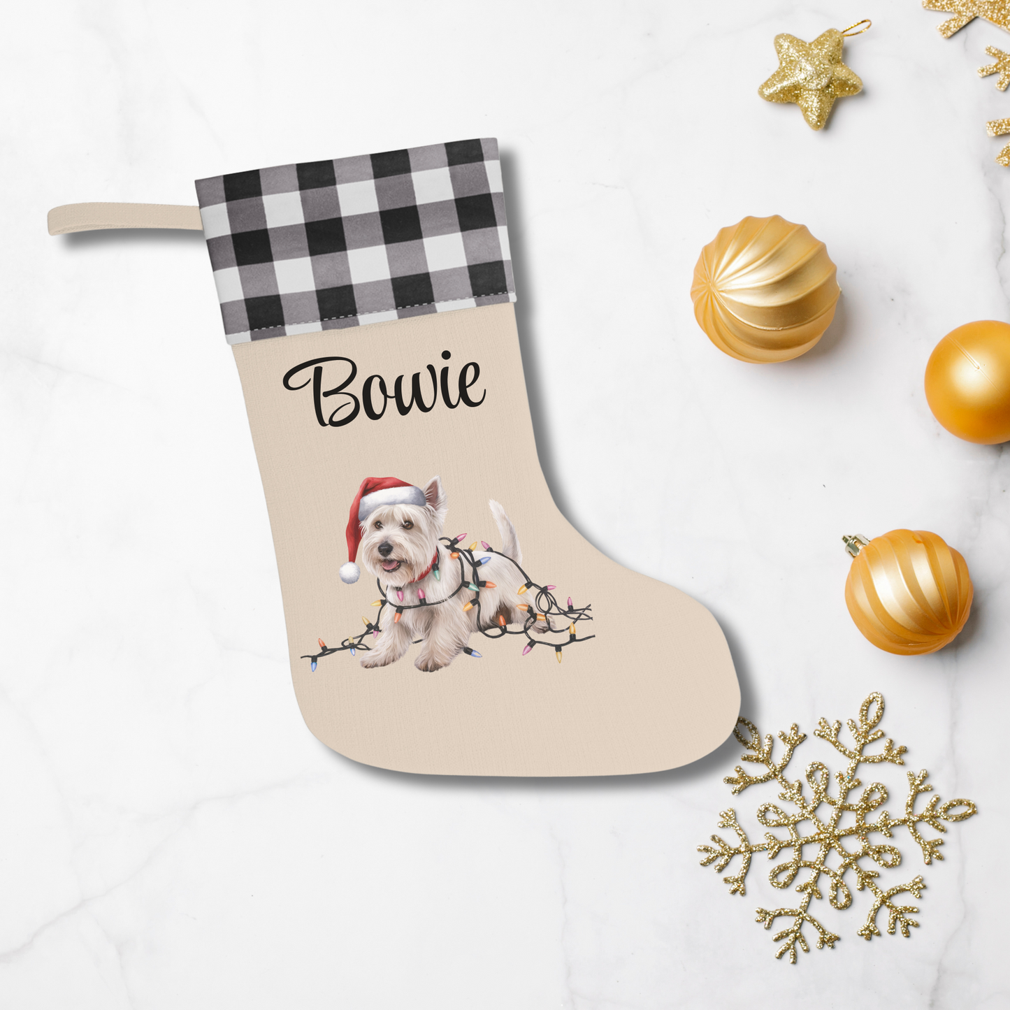 Personalized West Highland Terrier Christmas Stocking, Holiday Decor Gift for Westie Lovers