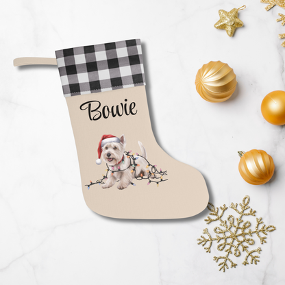 Personalized West Highland Terrier Christmas Stocking, Holiday Decor Gift for Westie Lovers