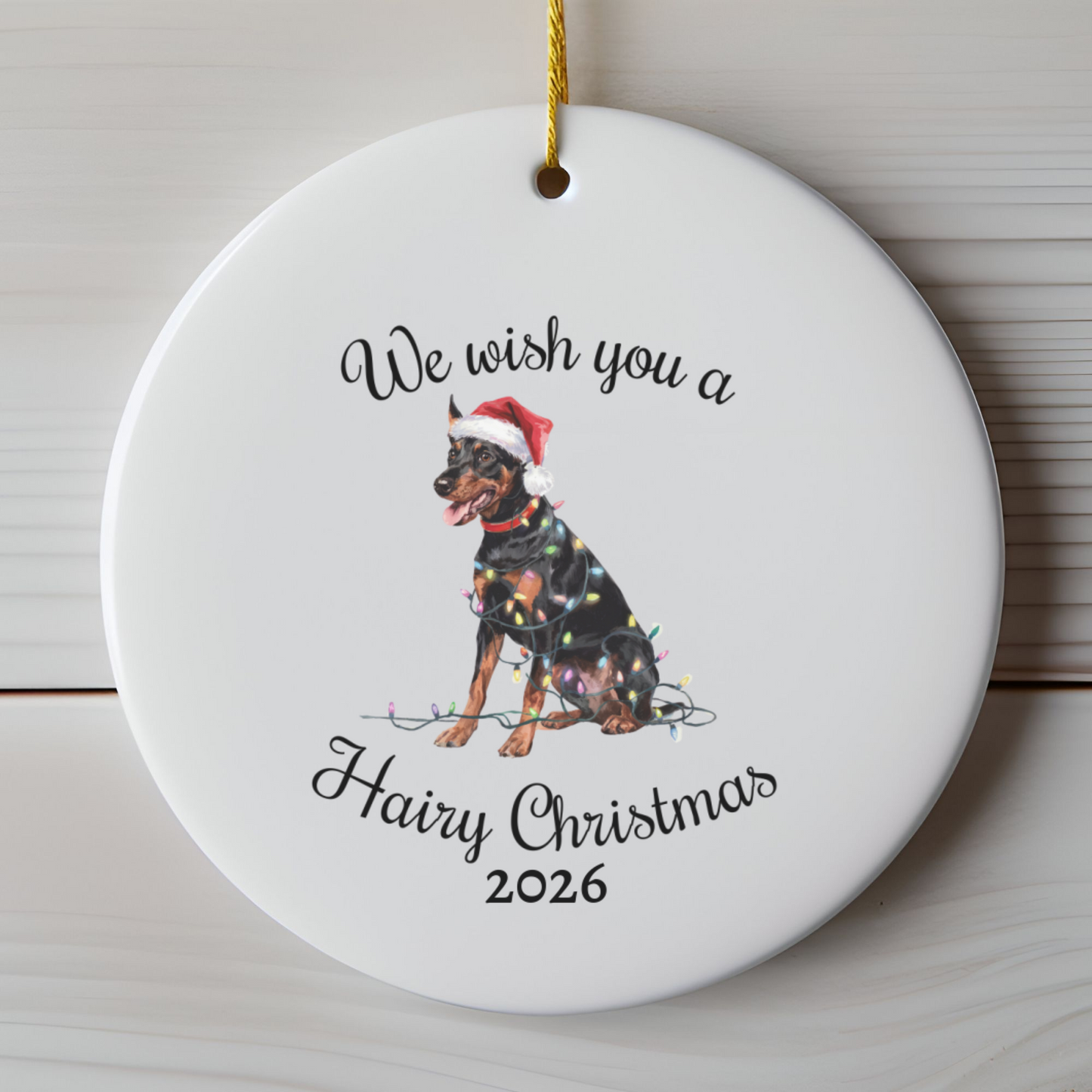 Christmas German Pinscher Ornament, Christmas Lights Dog Keepsake
