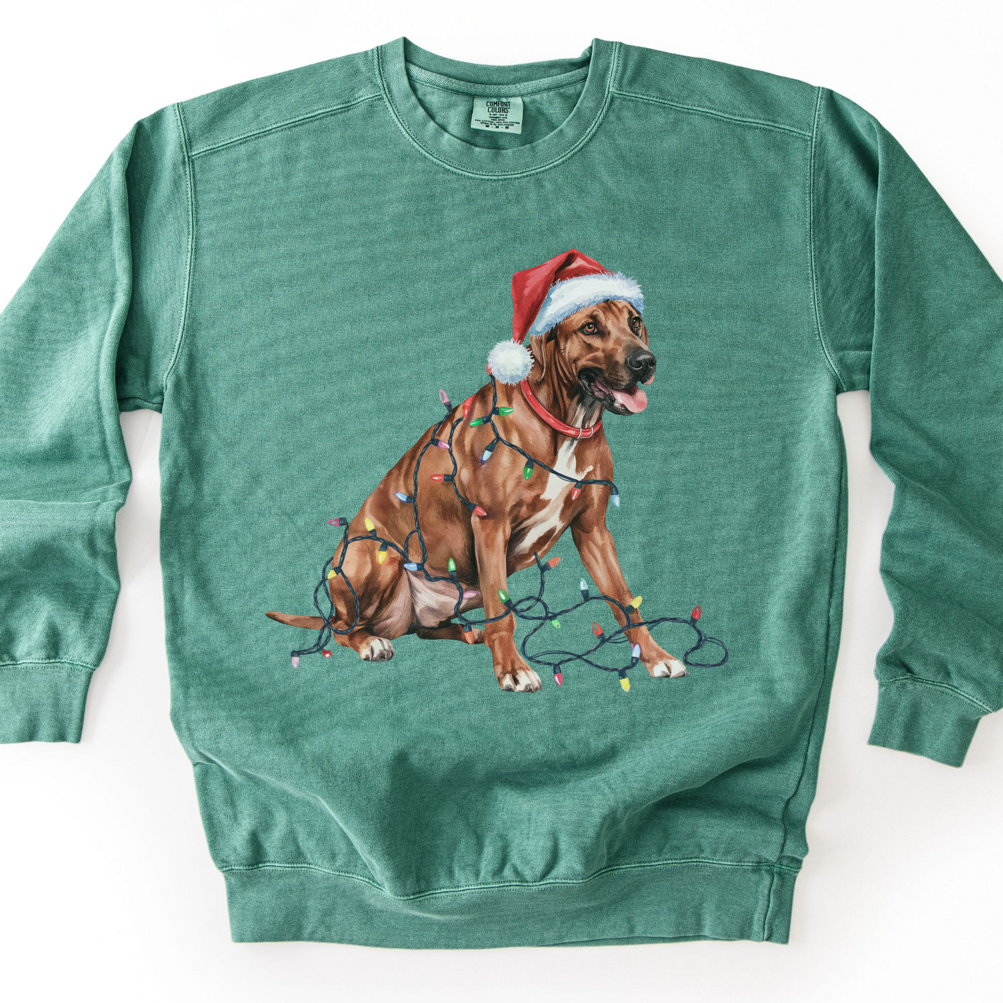 Rhodesian Ridgeback Christmas Lights Dog Sweatshirt, Festive Holiday Pet Lover Gift
