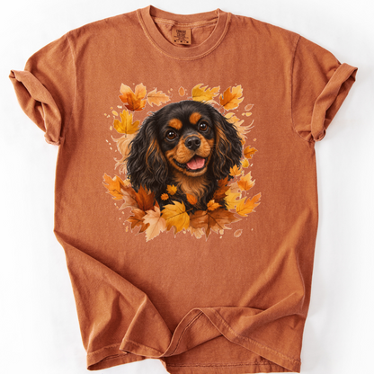 Black and Tan Cavalier Fall Shirt, Autumn Dog Mom Comfort Colors Tee