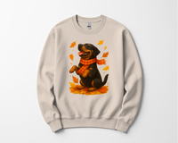 Load image into Gallery viewer, Rottweiler Autumn Shirt, Cozy Fall Dog Sweatshirt, Cute Black Dog Lover Gift, Seasonal Apparel Pullover, Autumn Dog Outfit
