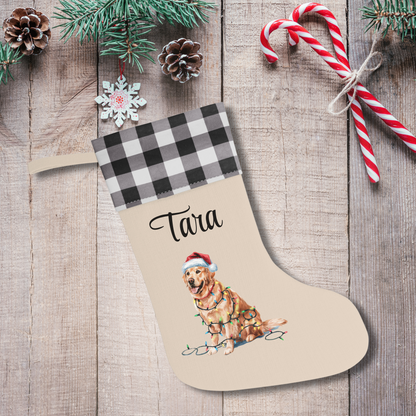 Personalized Golden Retriever Christmas Stocking, Holiday Decor Gift for Pet Lovers