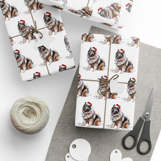Keeshond Christmas Lights Wrapping Paper