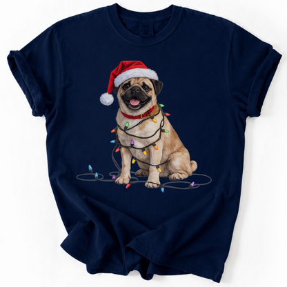 Christmas Fawn Pug Shirt, Christmas Dog Tee, Christmas Lights Dog Tee, Pug Mom Tshirt, Gift for Dog Lover, Pug