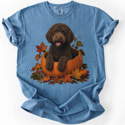 Brown Portuguese Water Dog Pumpkin Shirt Fall Dog Lover Comfort Colors Autumn Tee Gift