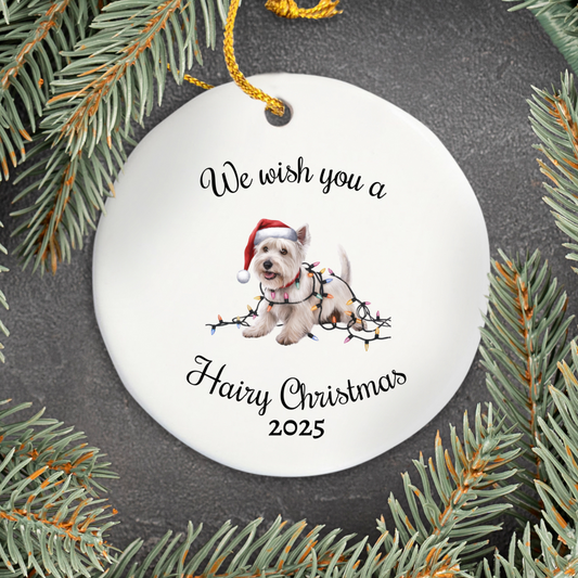 Christmas West Highland Terrier Ornament, Christmas Lights Dog Keepsake