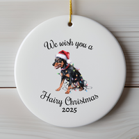 Load image into Gallery viewer, Christmas Miniature Pinscher Ornament, Christmas Lights Dog Keepsake
