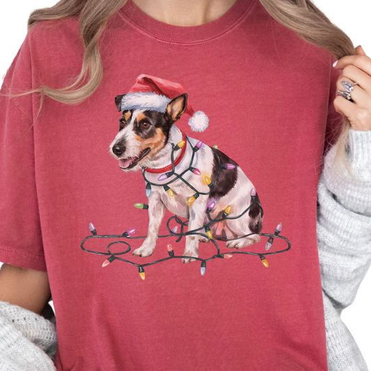 Christmas Rat Terrier Shirt, Christmas Lights Dog Tee, Christmas Dog Tee, Rat Terrier Mom Tshirt, Gift for Dog Lover, Rat Terrier