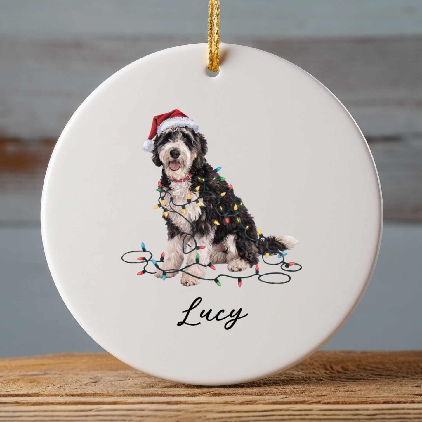 Personalized Labradoodle Ornament Custom Dog Keepsake Ceramic Holiday Decoration Pet Gift