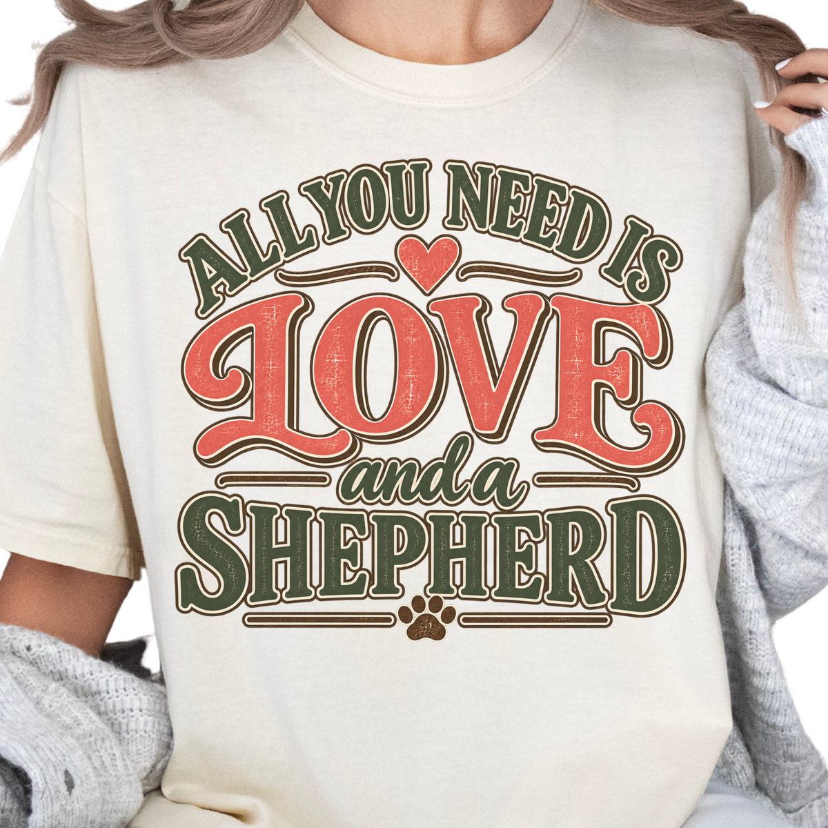 German Shepherd Shirt, German Shepherd Mom Gift, All You Need Is Love Dog Tee