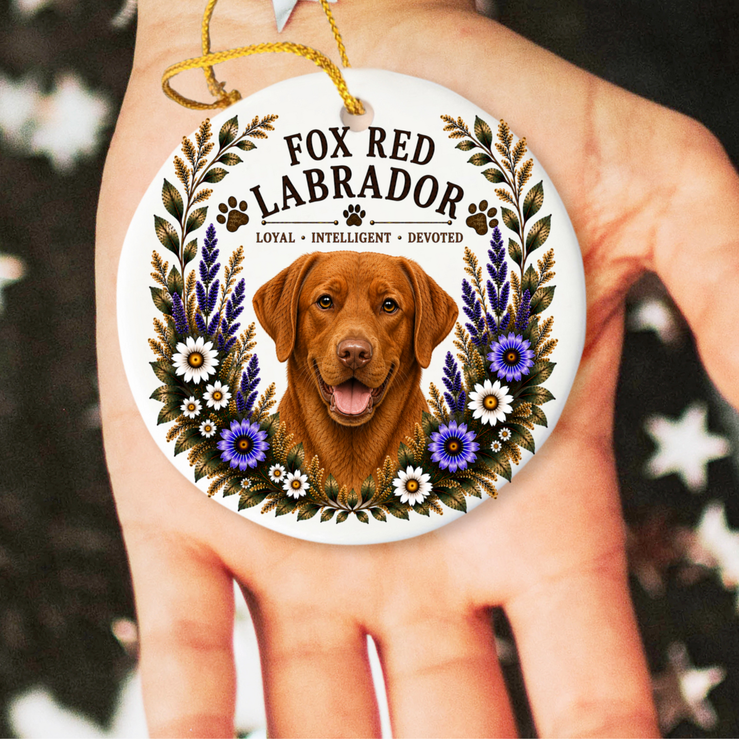 Fox Red Lab Loyal • Intelligent• Devoted Ornament