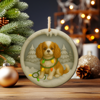 Load image into Gallery viewer, Customizable Cavalier King Charles Christmas Ornament, Cute Dog with Lights, Personalized Gift, Holiday Tree Decor, Dog Lover Keepsake
