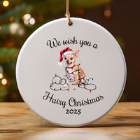 Load image into Gallery viewer, Christmas Tan Chihuahua Ornament, Christmas Lights Dog Keepsake
