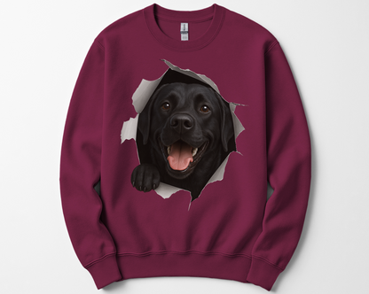Peeking Black Lab Sweatshirt – Cute Dog Lover Gift, Funny Labrador Crewneck for Pet Owners, Black Lab Mom & Dad Shirt