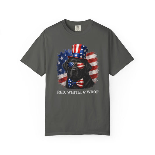 Patriotic Black Lab Red White & Woof Shirt