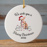 Load image into Gallery viewer, Christmas Tan Chihuahua Ornament, Christmas Lights Dog Keepsake
