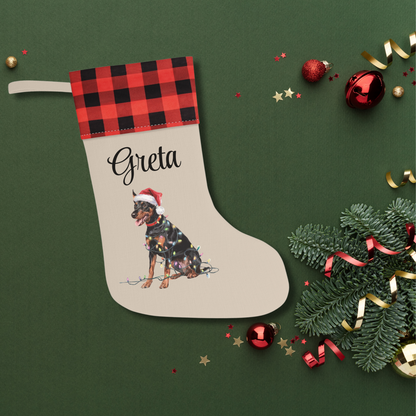 Personalized German Pinscher Christmas Stocking,  Holiday Decor Gift for Pet Lovers