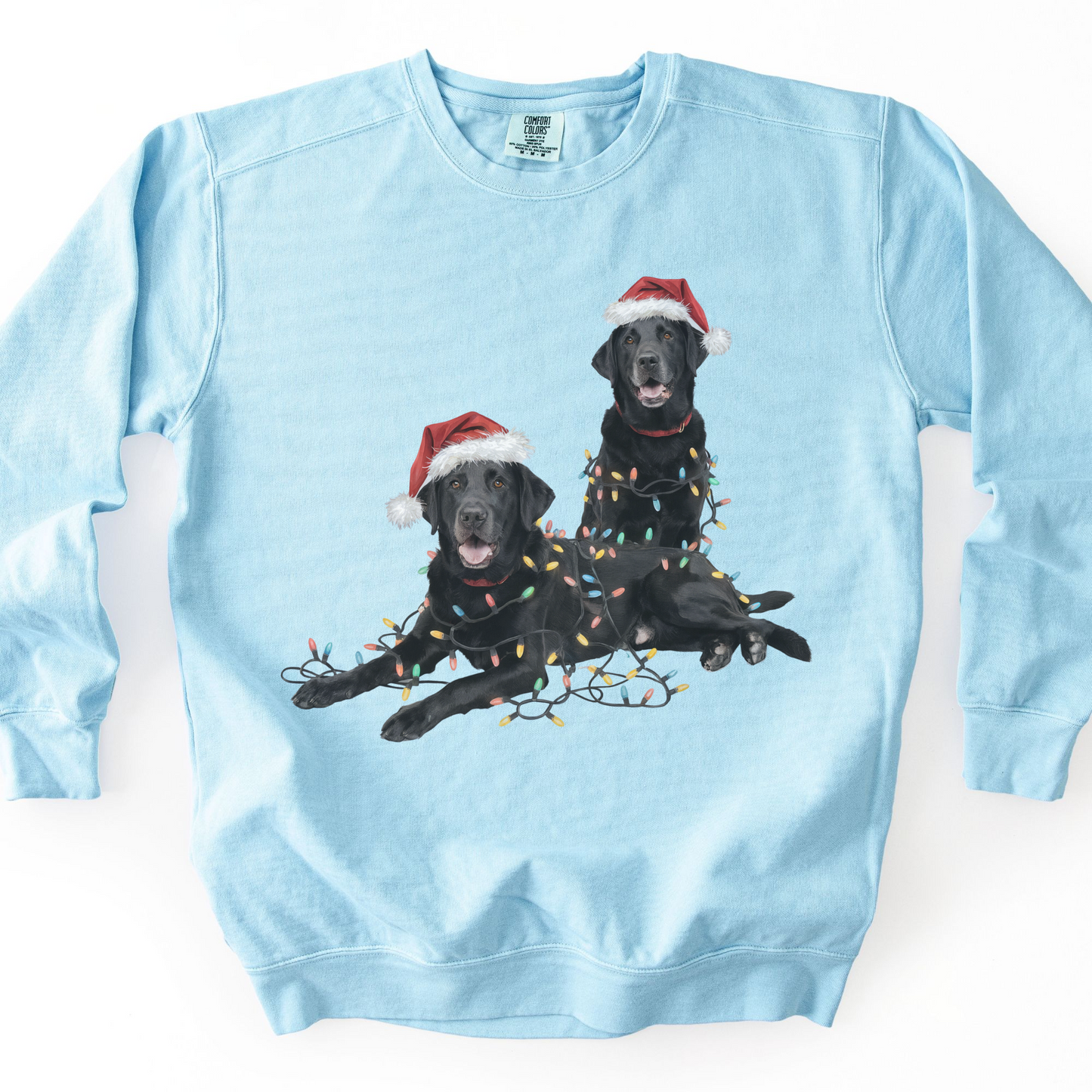 Black Labs Christmas Lights Sweatshirt