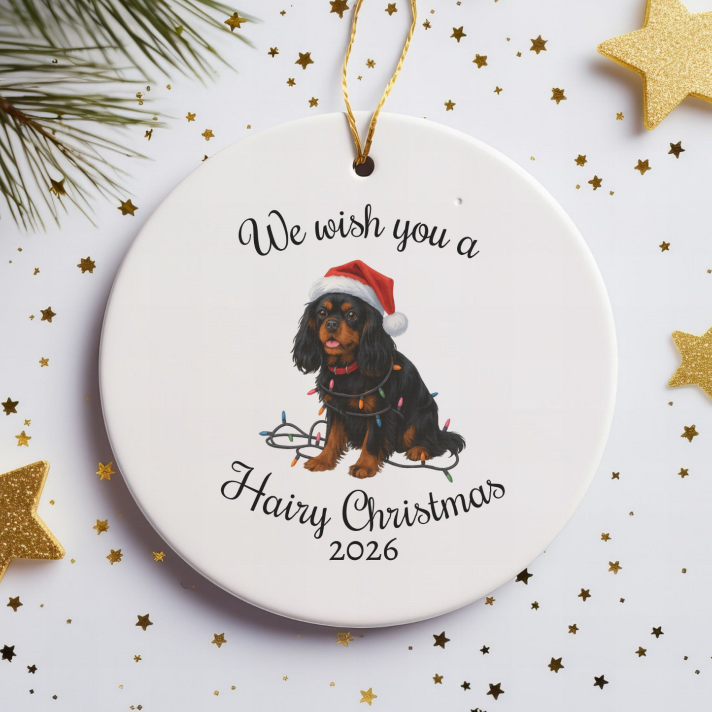 Black and Tan Cavalier King Charles Spaniel Ornament, Funny Dog Lover Gift, Pet Holiday