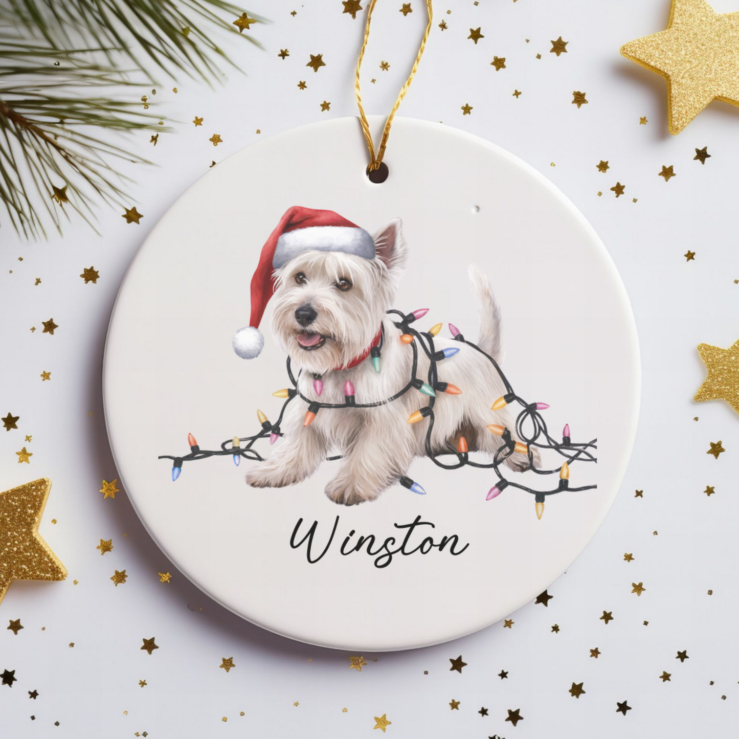 West Highland Terrier Ornament, Personalized Dog Christmas Gift