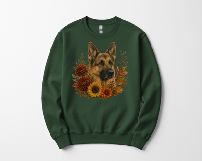 German Shepherd Autumn Floral Sweatshirt
