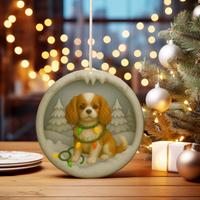 Load image into Gallery viewer, Customizable Cavalier King Charles Christmas Ornament, Cute Dog with Lights, Personalized Gift, Holiday Tree Decor, Dog Lover Keepsake
