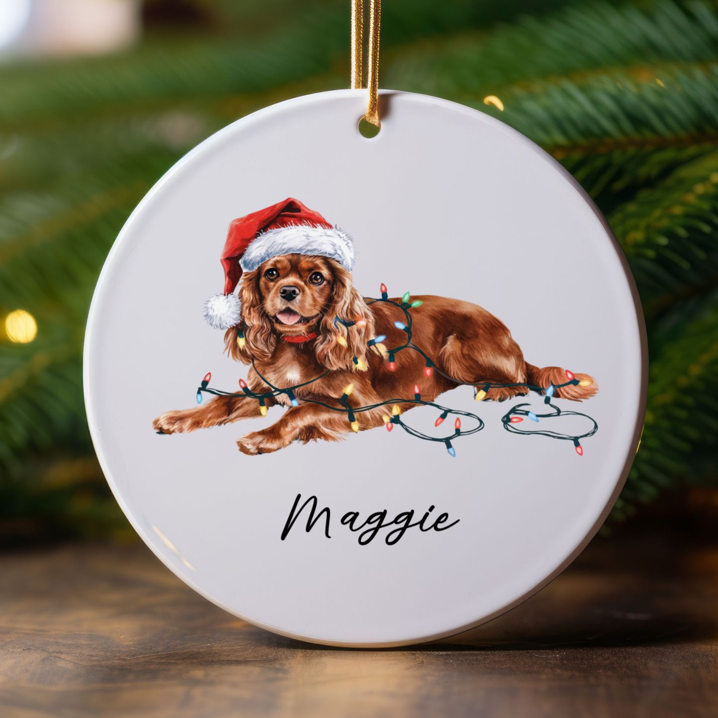 Ruby Cavalier King Charles Spaniel Ornament, Personalized Dog Christmas Decoration, Pet Lover Gift, Custom Holiday Decor
