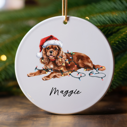 Ruby Cavalier King Charles Spaniel Ornament, Personalized Dog Christmas Decoration, Pet Lover Gift, Custom Holiday Decor