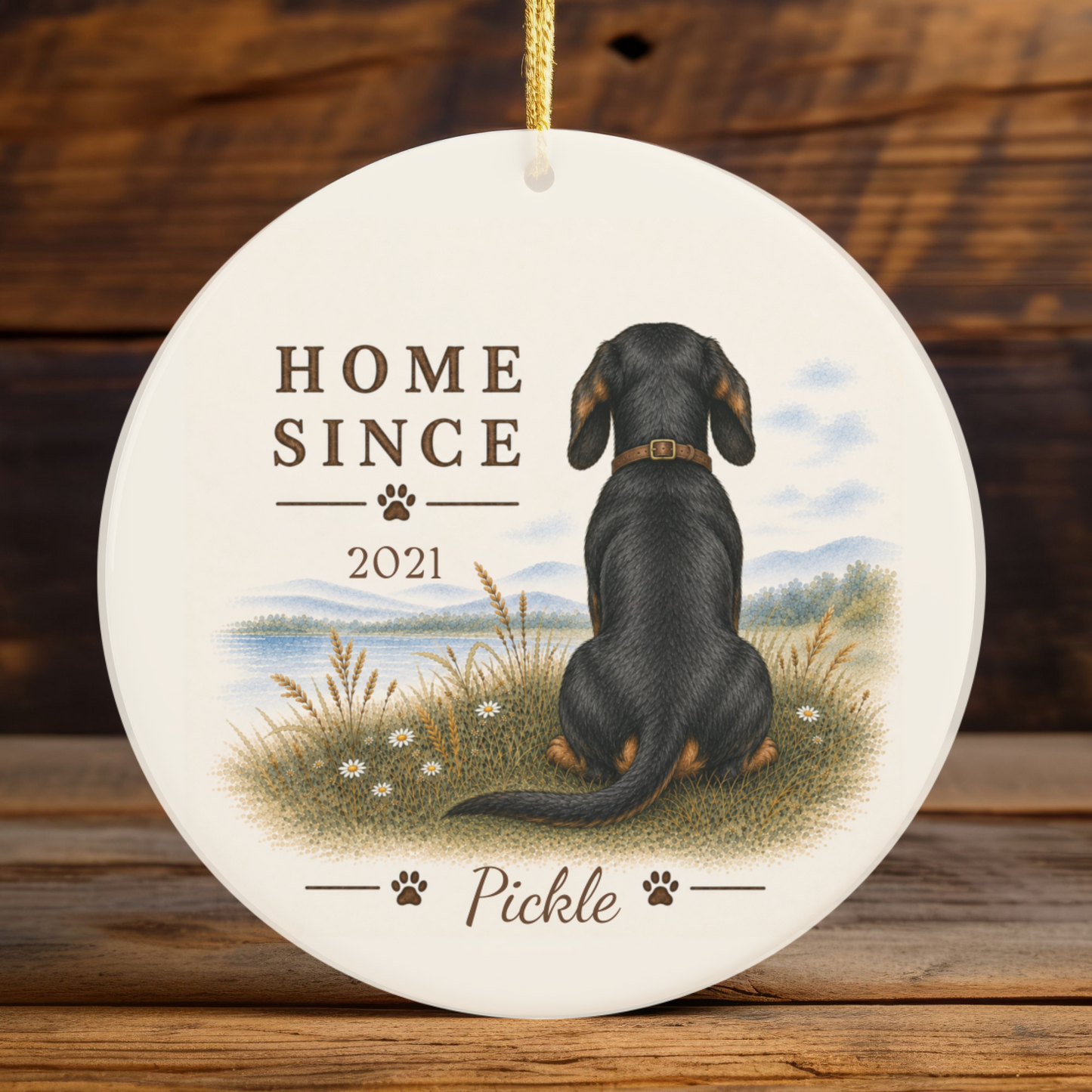 Personalized Black and Tan Dachshund Ornament, Double Sided Gotcha Day Gift, Custom Dog Keepsake