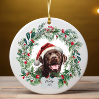 Load image into Gallery viewer, Personalized Chocolate Lab Wreath Ornament