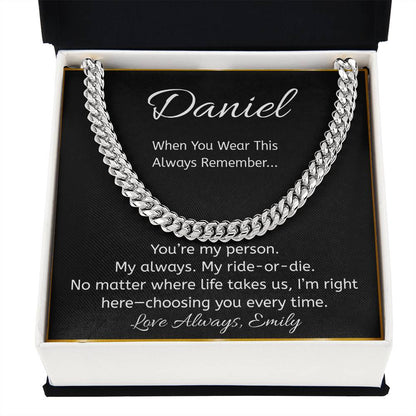 “You’re My Person” Personalized Message Card Necklace – Ride or Die Gift