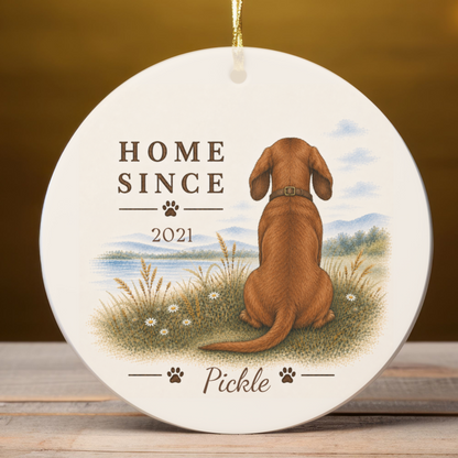 Personalized Red Dachshund Ornament, Double Sided Gotcha Day Gift, Custom Dog Keepsake