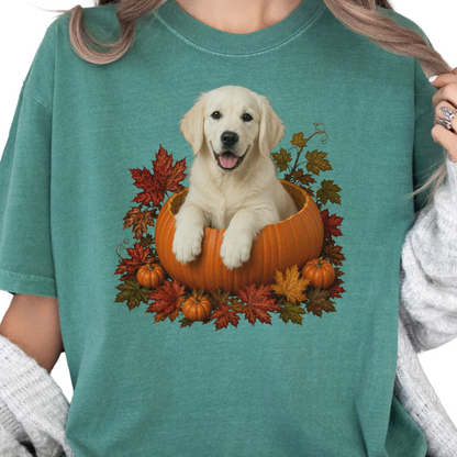 English Cream Golden Retriever Pumpkin Shirt Fall Dog Lover Comfort Colors Tee Gift Apparel