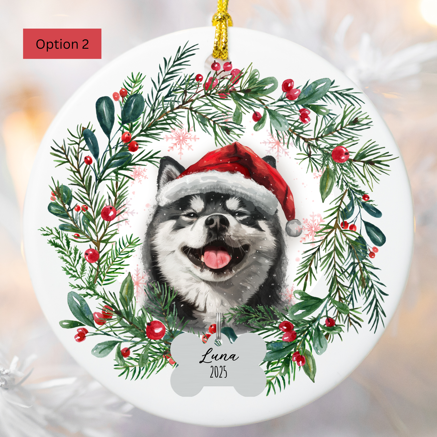 Personalized Akita Christmas Ornament, Custom Dog Name Ornament, Akita Gift for Dog Lovers, Pet Memorial Keepsake