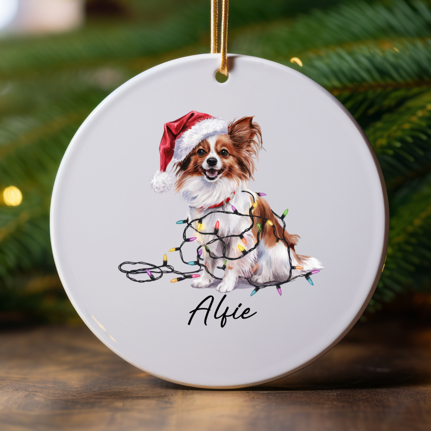 Papillon Personalized Ornament, Custom Dog Keepsake