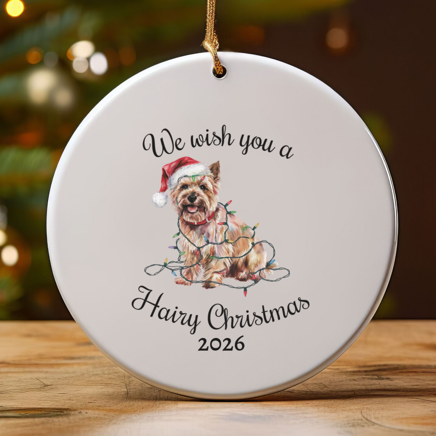 Christmas Cairn Terrier Ornament, Cairn Terrier Mom, Christmas Lights Dog Keepsake, Christmas Dog, Gift For Dog Lover, Cairn Terrier
