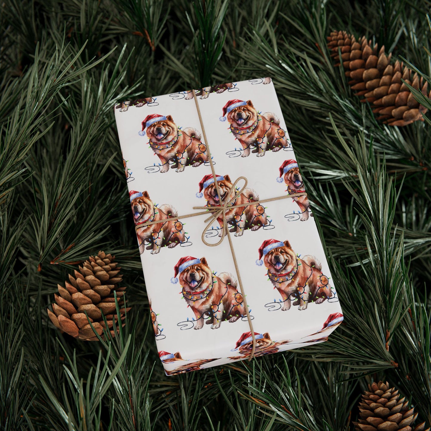 Chow Chow Christmas Lights Wrapping Paper