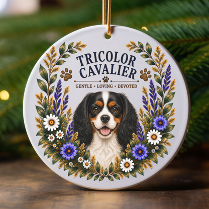 Tricolor Cavalier Ornament, Cavalier King Charles Spaniel Gift, Tricolor Cavalier Dog Mom Keepsake