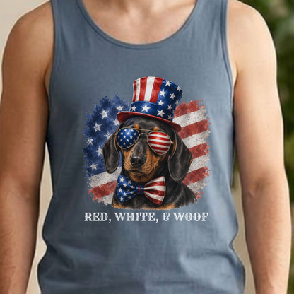 Patriotic Black and Tan Dachshund Tank Top