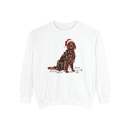 Christmas Irish Setter Sweatshirt, Christmas Lights Dog Sweatshirt, Christmas Dog, Irish Setter Mom, Gift for Dog Lover, Irish Setter