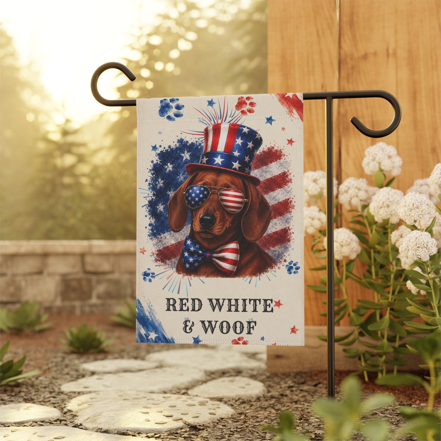 Patriotic Red Dachshund Garden Flag