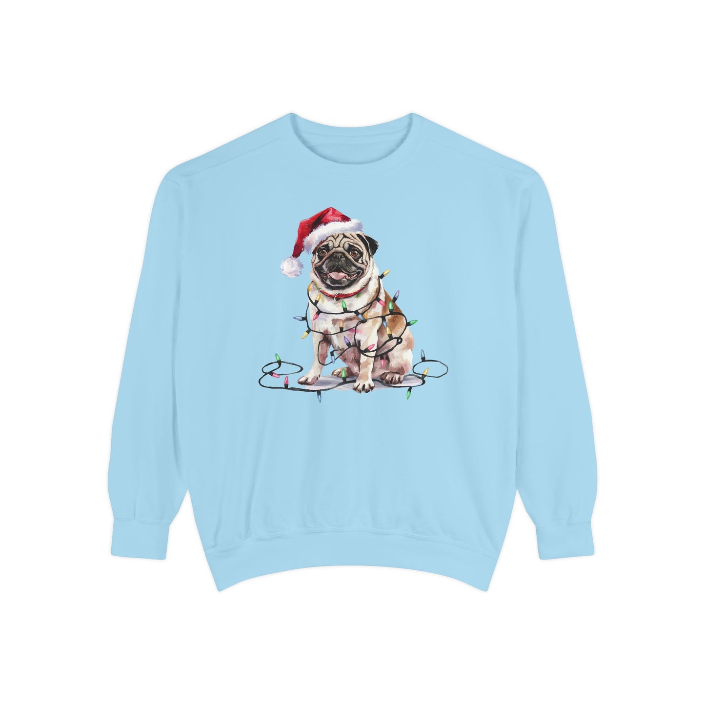 Christmas Pug Sweatshirt, Christmas Lights Dog Sweatshirt, Pug Mom Sweatshirt, Christmas Dog, Gift for Dog Lover, Pug