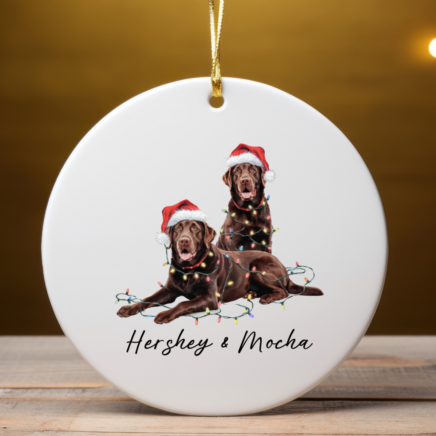 Chocolate Labradors Ornament, Personalized Dog Christmas Decor