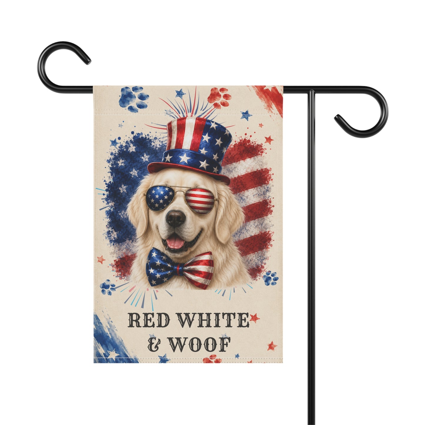 Patriotic English Cream Golden Retriever Garden Flag