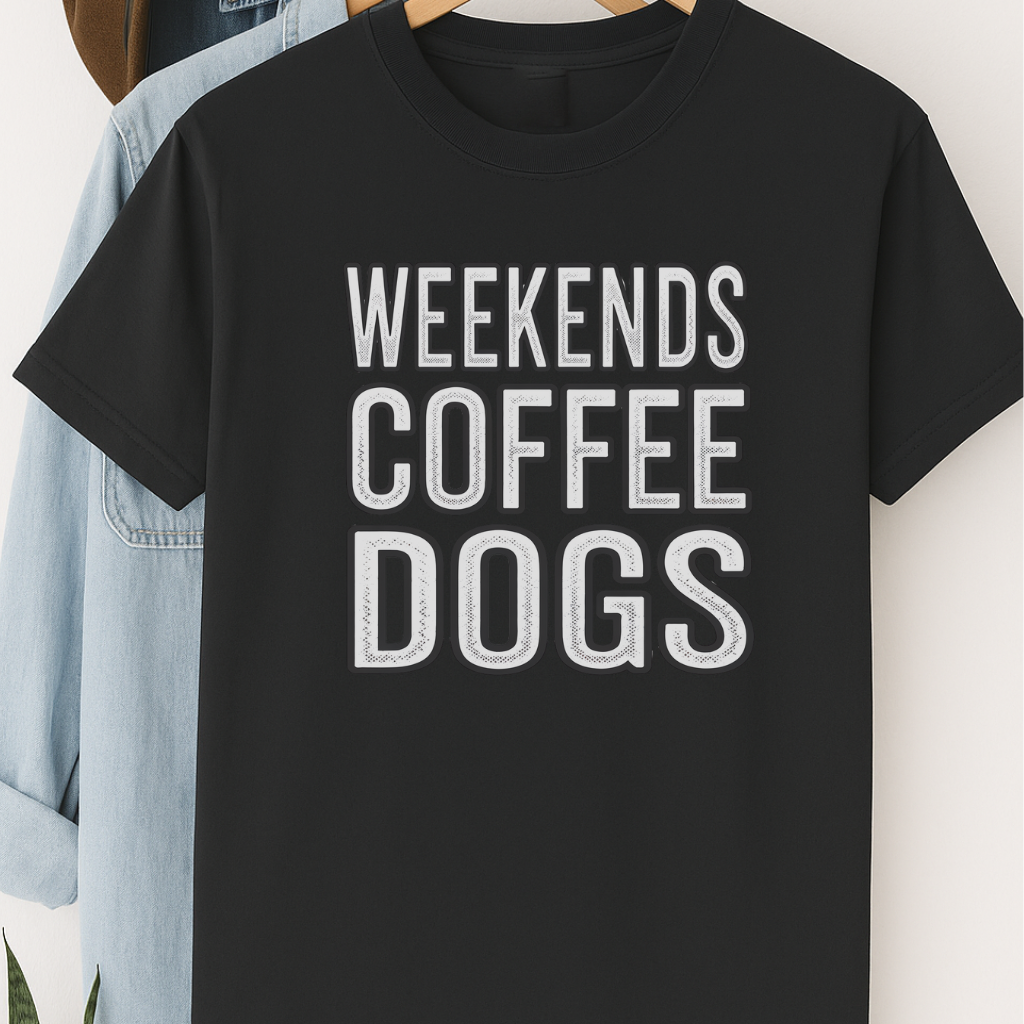 Weekends Coffee Dogs Shirt Dog Lover Gift Coffee and Dog T-Shirt Weekend Vibes Tee Cozy Dog Mom Shirt