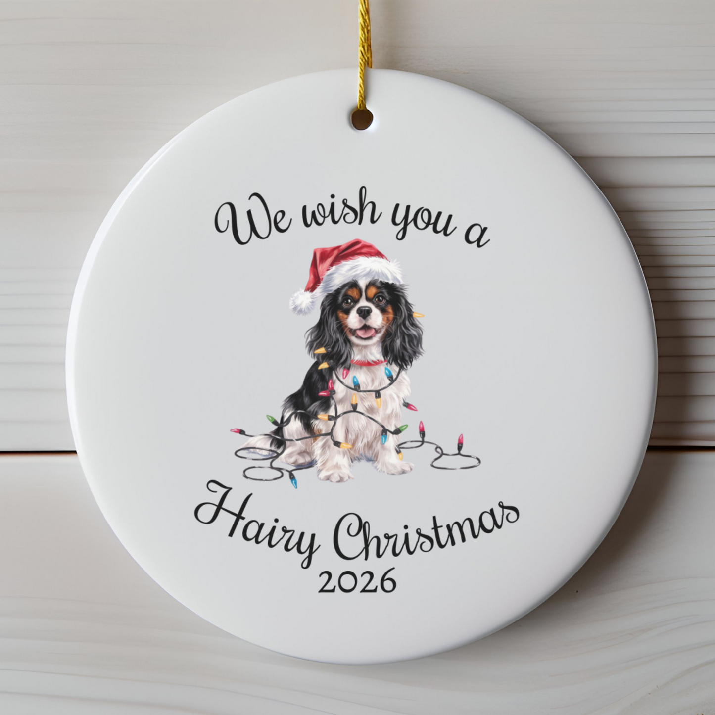 Tri-color Cavalier King Charles Spaniel Ornament, Funny Dog Lover Gift, Pet Holiday
