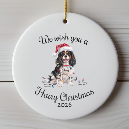 Tri-color Cavalier King Charles Spaniel Ornament, Funny Dog Lover Gift, Pet Holiday