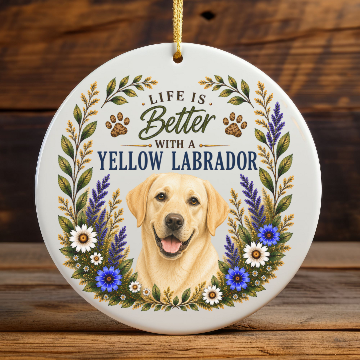 Yellow Lab Ornament - Life Is Better