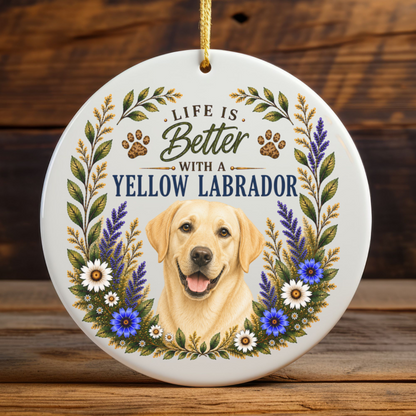 Yellow Lab Ornament - Life Is Better